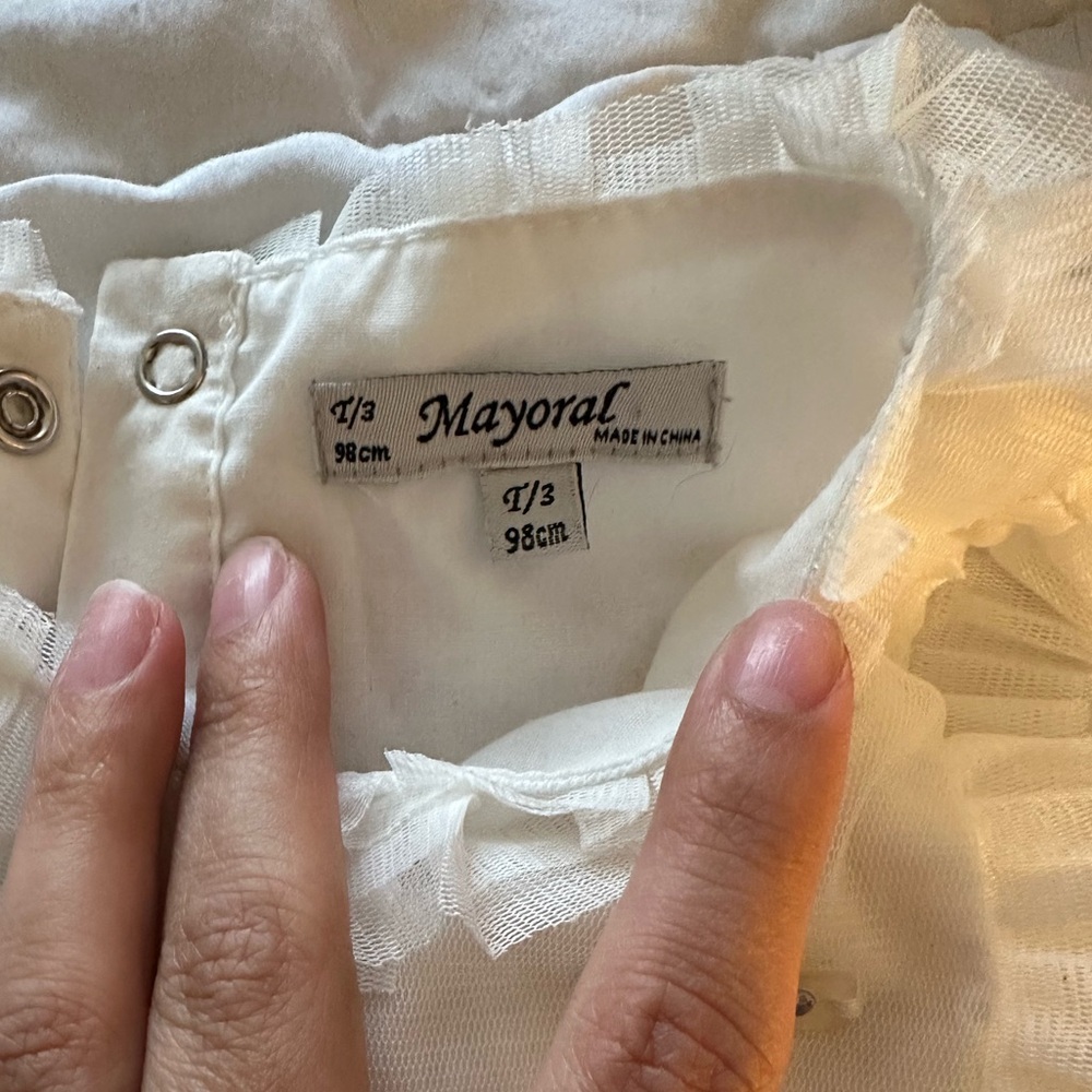 Mayoral Girls White Ruffled Dress